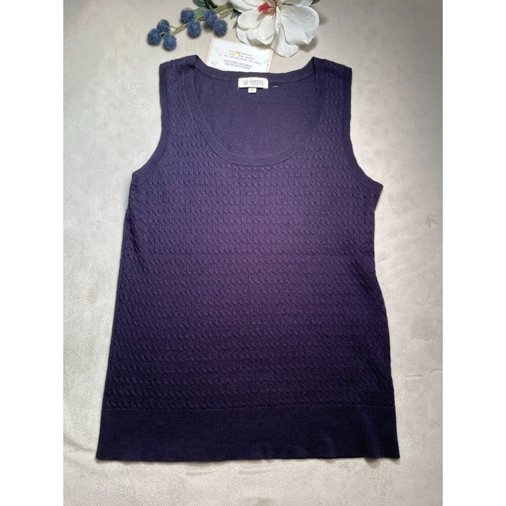 Kinross Cashmere NWT Womens Knit Sweater Tank Top M Academia Classic Lagenlook